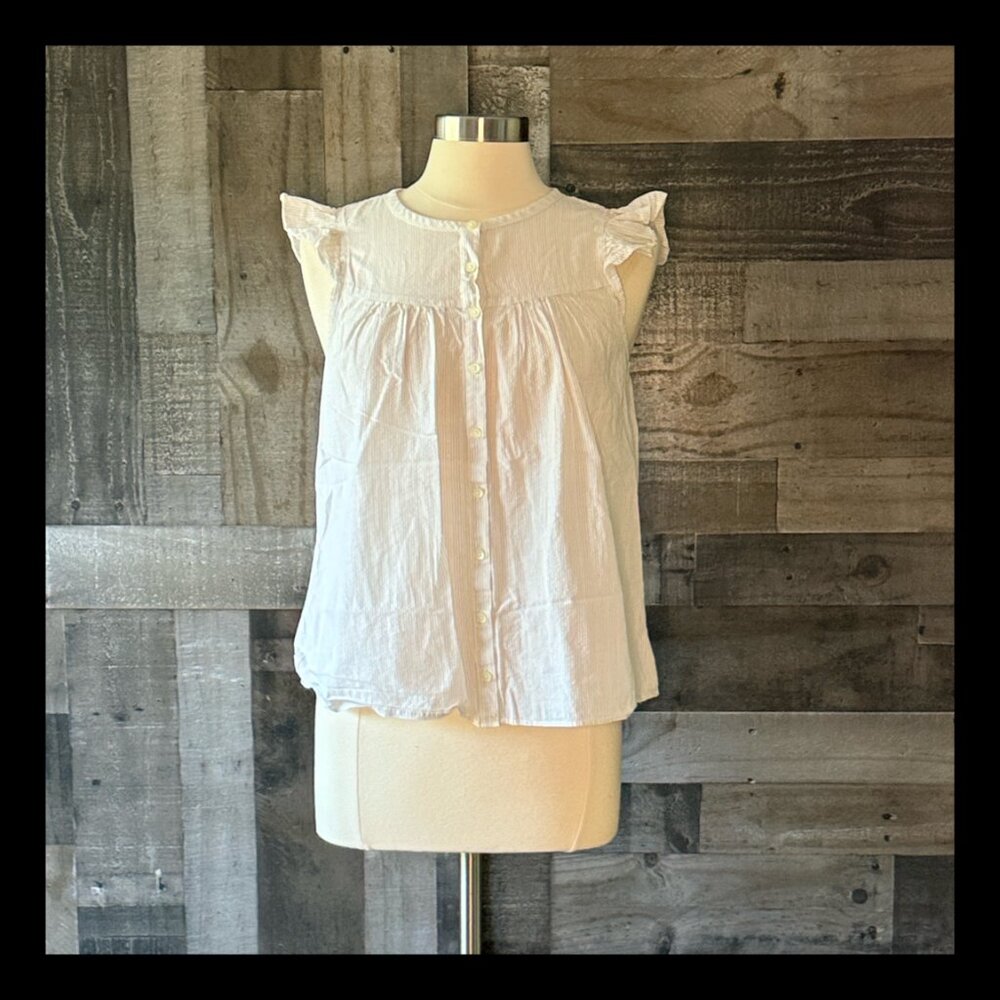 Madewell button up top sparkly rainbow stripes girlhoodcore barbiecore feminine
